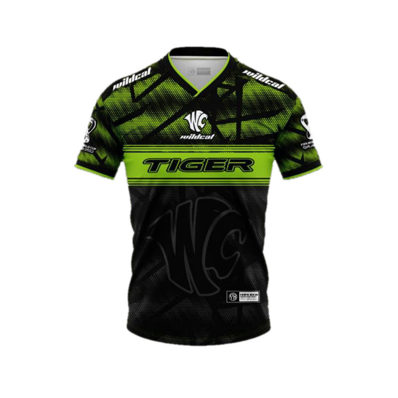V-neck sports shirt green-black, Tigers-Wildcat brand