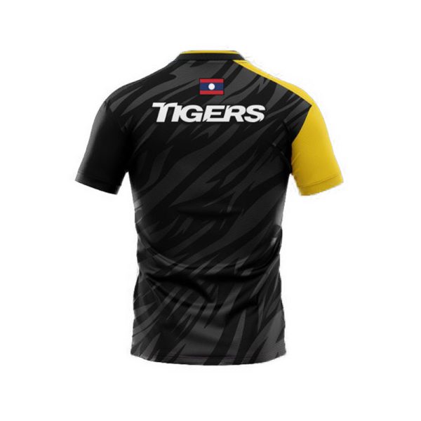 V-neck sports shirt half yellow-black Tigers